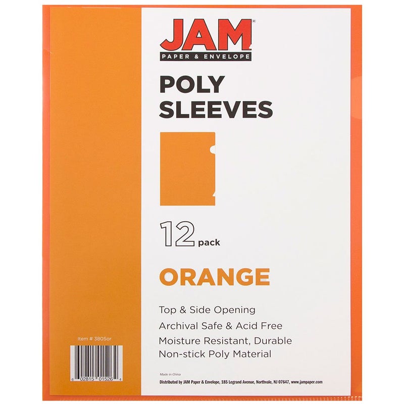 JAM Paper أكياس بلاستيكية من JAM PAPER - حجم رسالة - 9 × 11 1/2 - جيوب مشروع برتقالية - 120 واقي صفحات بالجملة/عبوة - Image 3